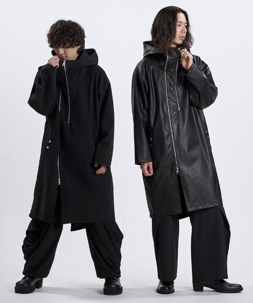 NO ID.(ノーアイディ)の「mj12004- シンセティックレザーW-ZIPモッズコート(459006-596C)(モッズコート・メンズ・ブラック/ブラック系その他・ONE SIZE)」の13枚目の写真