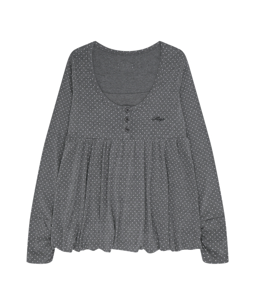 ILLIGO（イリゴ）の「ドットバルーンロングスリーブ チャコール（Tシャツ/カットソー・レディース・その他・FREE）」の4枚目の写真