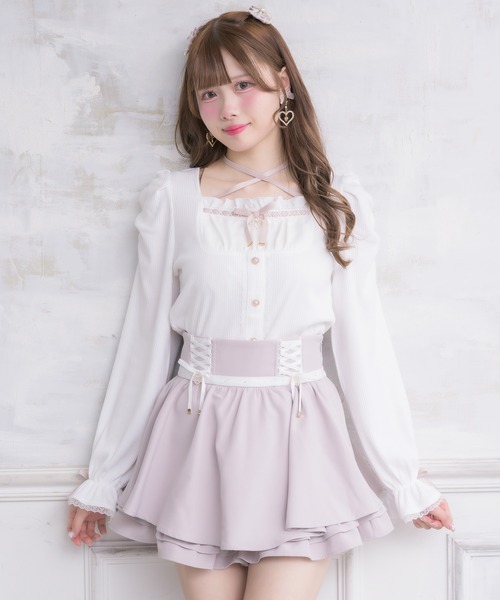 ROJITA(ロジータ)の「レースアップフリルスカパン(スカート・レディース・ピンク/ブラック/その他・FREE)」の6枚目の写真