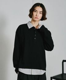 FAKE LAYERED KNIT POLO SHIRTS / フェイク襟レイヤードニットポロ