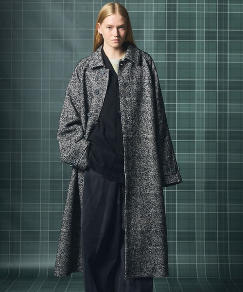 MAISON SPECIAL（メゾンスペシャル）の「《UNISEX》【Italian Dead Stock Fabric】プライムオーバーステンカラーコート/Prime-Over Balmacaan Coat【MAISON SPECIAL/メゾンスペシャル】（ステンカラーコート・メンズ・ブラウン/その他2/その他1/グレイッシュベージュ/ホワイト/ブラック/ネイビー・0/1/2）」の2枚目の写真