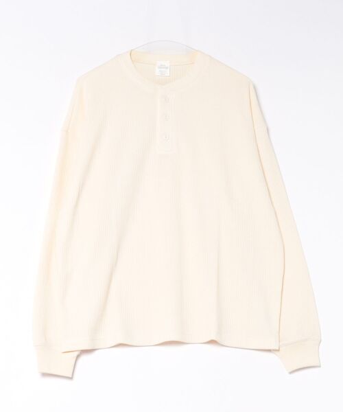 le cercle ADAM ET ROPE'（ルセルクルアダムエロペ）の「TCワッフルヘンリーネックロングスリーブ（Tシャツ/カットソー・レディース・チャコールグレー/オフホワイト・LL/M/L）」の2枚目の写真