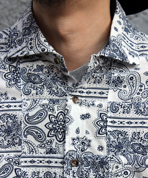 MIND BLOW(マインドブロウ)の「【国内生地】ペイズリーシャツ(七分、ホリゾンタルカラー)(シャツ/ブラウス・メンズ・レッド系その他/ブルー系その他・SMALL/LARGE/MEDIUM)」の7枚目の写真