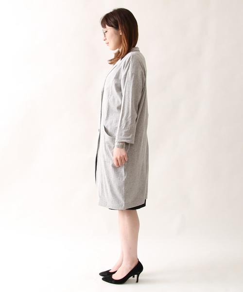 coen（コーエン）の「綿麻テーラードロングカーディガン（テーラードジャケット・レディース・グレー/ナチュラル・FREE）」の11枚目の写真