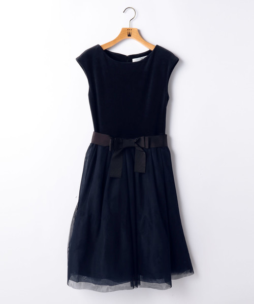 Tiara（ティアラ）の「ベロア×チュールドレス（ワンピース・レディース・トップグレー/ネイビー・L/S/M）」の2枚目の写真