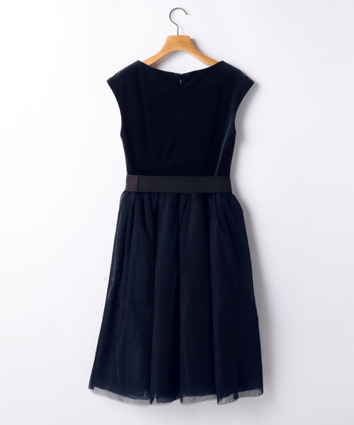 ドレスプロダクション　ベロアチュールティアードドレス（W302BK） ベロア チュール ティアードドレス（W302BK）