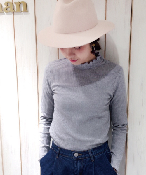 mysty woman（ミスティウーマン）の「テレコ無地＆ボーダーハイネックロンT（Tシャツ/カットソー・レディース・アイボリー/ブラック/ブラック系その他/グレー/ホワイト系その他/ピンク・FREE）」の6枚目の写真