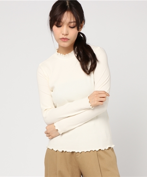 mysty woman（ミスティウーマン）の「テレコ無地＆ボーダーハイネックロンT（Tシャツ/カットソー・レディース・アイボリー/ブラック/ブラック系その他/グレー/ホワイト系その他/ピンク・FREE）」の16枚目の写真