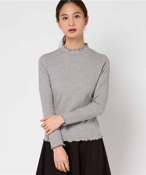 mysty woman（ミスティウーマン）の「テレコ無地＆ボーダーハイネックロンT（Tシャツ/カットソー・レディース・アイボリー/ブラック/ブラック系その他/グレー/ホワイト系その他/ピンク・FREE）」の14枚目の写真