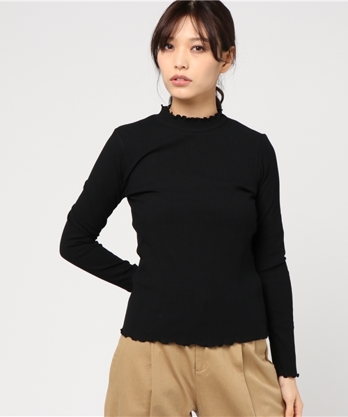 mysty woman（ミスティウーマン）の「テレコ無地＆ボーダーハイネックロンT（Tシャツ/カットソー・レディース・アイボリー/ブラック/ブラック系その他/グレー/ホワイト系その他/ピンク・FREE）」の4枚目の写真