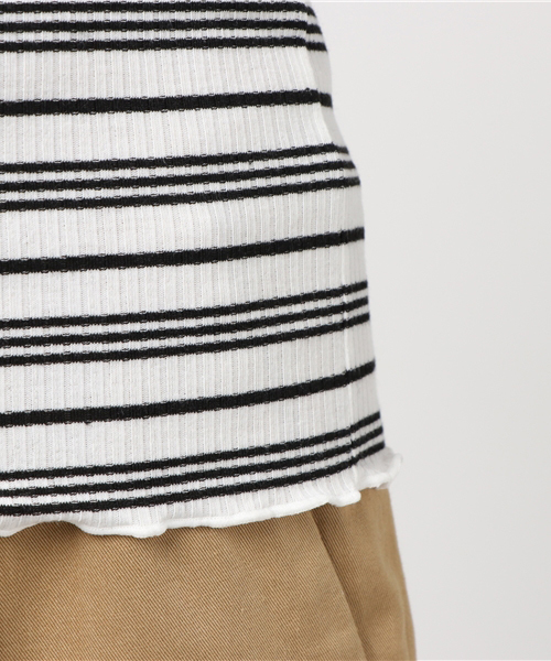 mysty woman（ミスティウーマン）の「テレコ無地＆ボーダーハイネックロンT（Tシャツ/カットソー・レディース・アイボリー/ブラック/ブラック系その他/グレー/ホワイト系その他/ピンク・FREE）」の12枚目の写真