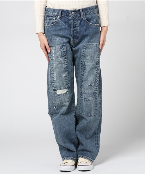 OLD BETTY'S（オールドベティーズ）の「Denim 5Pocket Damage Pants/デニム5ポケットダメージパンツ（デニムパンツ・レディース・インディゴブルー・SMALL/MEDIUM）」の2枚目の写真