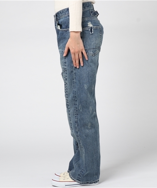 OLD BETTY'S（オールドベティーズ）の「Denim 5Pocket Damage Pants/デニム5ポケットダメージパンツ（デニムパンツ・レディース・インディゴブルー・SMALL/MEDIUM）」の3枚目の写真