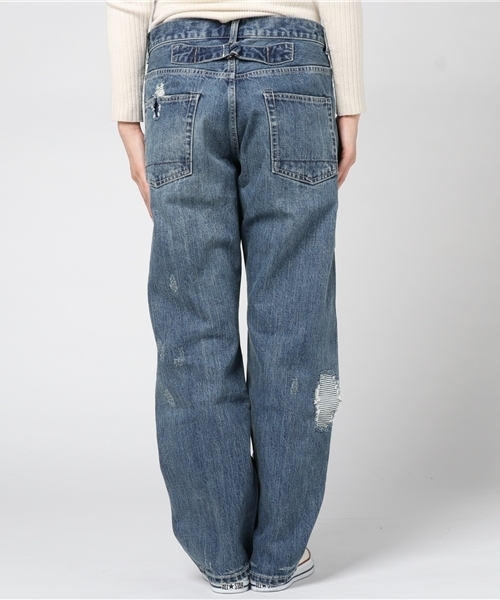 OLD BETTY'S（オールドベティーズ）の「Denim 5Pocket Damage Pants/デニム5ポケットダメージパンツ（デニムパンツ・レディース・インディゴブルー・SMALL/MEDIUM）」の4枚目の写真