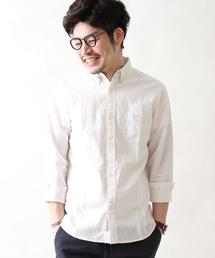 coen | フレンチリネン×コットンシャンブレーボタンダウンシャツ(シャツ/ブラウス)