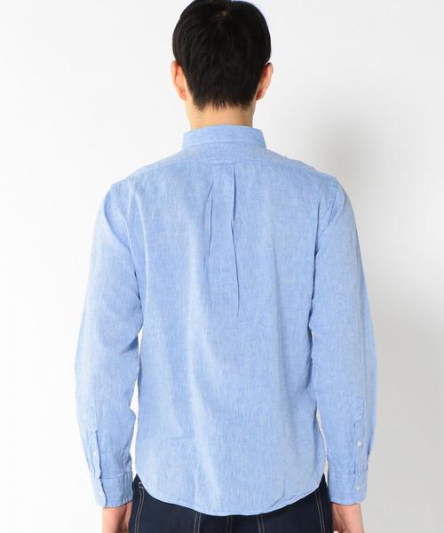 coen(コーエン)の「フレンチリネン×コットンシャンブレーボタンダウンシャツ(シャツ/ブラウス・メンズ・ピンク/ネイビー/クリーム/ホワイト・X-LARGE/MEDIUM/LARGE/SMALL)」の5枚目の写真