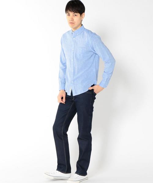 coen(コーエン)の「フレンチリネン×コットンシャンブレーボタンダウンシャツ(シャツ/ブラウス・メンズ・ピンク/ネイビー/クリーム/ホワイト・X-LARGE/MEDIUM/LARGE/SMALL)」の8枚目の写真