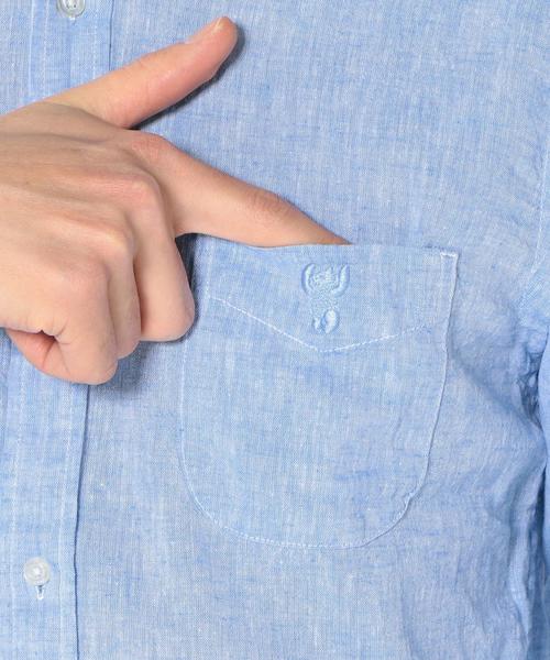 coen(コーエン)の「フレンチリネン×コットンシャンブレーボタンダウンシャツ(シャツ/ブラウス・メンズ・ピンク/ネイビー/クリーム/ホワイト・X-LARGE/MEDIUM/LARGE/SMALL)」の22枚目の写真