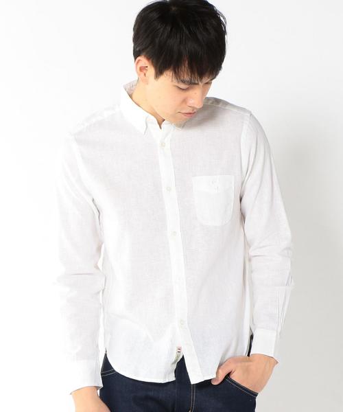 coen(コーエン)の「フレンチリネン×コットンシャンブレーボタンダウンシャツ(シャツ/ブラウス・メンズ・ピンク/ネイビー/クリーム/ホワイト・X-LARGE/MEDIUM/LARGE/SMALL)」の14枚目の写真