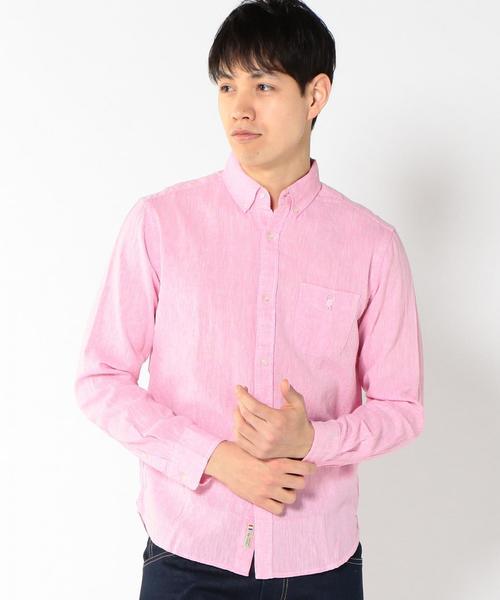 coen(コーエン)の「フレンチリネン×コットンシャンブレーボタンダウンシャツ(シャツ/ブラウス・メンズ・ピンク/ネイビー/クリーム/ホワイト・X-LARGE/MEDIUM/LARGE/SMALL)」の15枚目の写真
