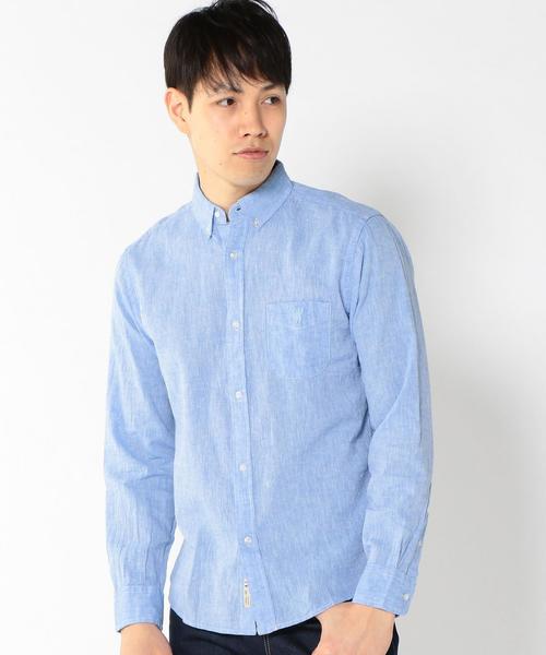 coen(コーエン)の「フレンチリネン×コットンシャンブレーボタンダウンシャツ(シャツ/ブラウス・メンズ・ピンク/ネイビー/クリーム/ホワイト・X-LARGE/MEDIUM/LARGE/SMALL)」の17枚目の写真