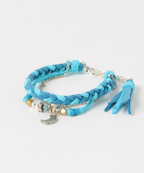 チャイハネ(チャイハネ)の「【チャイハネ】クレセントムーンメッシュブレスレット(ブレスレット・レディース・カラフル/ピンク/ライトブルー・FREE)」の2枚目の写真