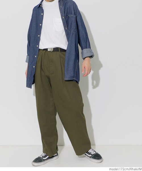 coca（coca）（コカ）の「フロントタックワイドチノパンツ（チノパンツ・メンズ・ベージュ/ブラック/カーキ・M/L）」の5枚目の写真