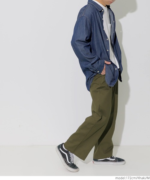 coca（coca）（コカ）の「フロントタックワイドチノパンツ（チノパンツ・メンズ・ベージュ/ブラック/カーキ・M/L）」の7枚目の写真