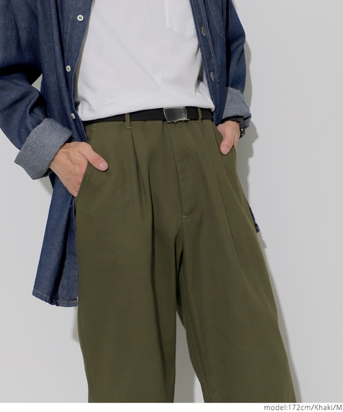 coca（coca）（コカ）の「フロントタックワイドチノパンツ（チノパンツ・メンズ・ベージュ/ブラック/カーキ・M/L）」の8枚目の写真