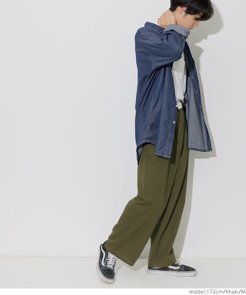 coca（coca）（コカ）の「フロントタックワイドチノパンツ（チノパンツ・メンズ・ベージュ/ブラック/カーキ・M/L）」の9枚目の写真