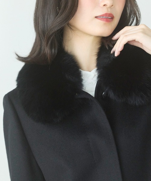 sankyo shokai(サンキョウショウカイ)の「カシミヤステンカラーコート(ステンカラーコート・レディース・ブラック・13号/11号/9号/7号)」の4枚目の写真