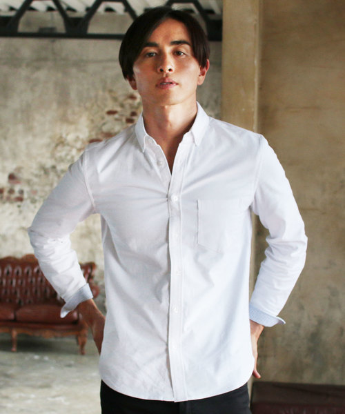 THE CASUAL（カジュアル）の「ボタンダウン先染めオックスフォードストレッチシャツ（シャツ/ブラウス・メンズ・その他3/その他4/グレー/サックスブルー/その他1/その他2/ホワイト/ネイビー/ワイン/その他5・L/M/S/XL）」の2枚目の写真