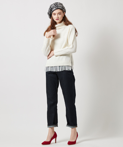 titivate（ティティベイト）の「ﾀｰﾀﾝﾁｪｯｸﾍﾞﾚｰ帽（ハンチング/ベレー帽・レディース・ブラック/ブラウン・FREE）」の8枚目の写真