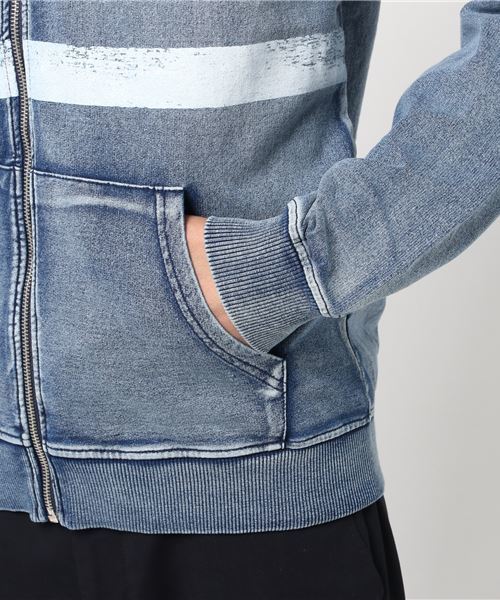 STYLEBLOCK（スタイルブロック）の「カットデニム星条旗プリントジップアップパーカー（パーカー・メンズ・ネイビー/サックスブルー/ブルー系その他・M/L）」の10枚目の写真