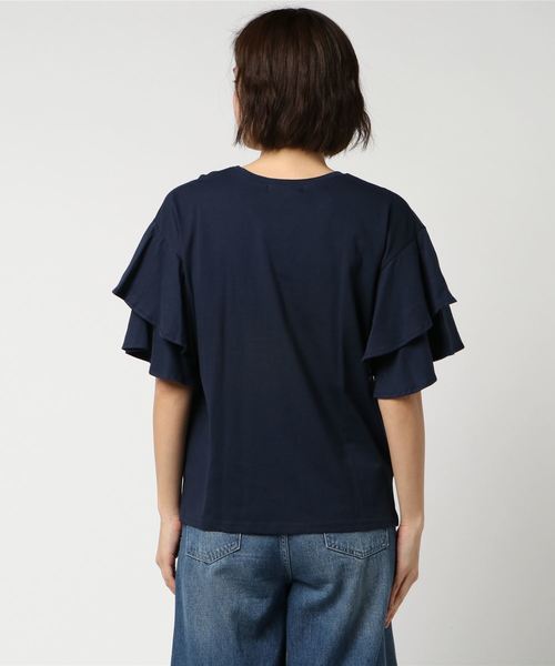 rps（アールピーエス）の「袖２段フリルカットプルオーバー（Tシャツ/カットソー・レディース・ブラック/ネイビー/オフホワイト/イエロー/杢グレー/ピンクベージュ/ダークグリーン・M）」の8枚目の写真