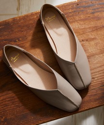 menue | 2WAY Vカットバブーシュパンプス スクエアトゥフラットシューズ(パンプス)