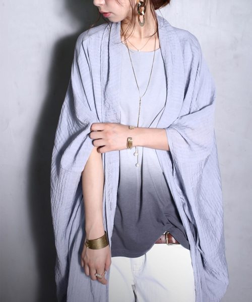 antiqua（アンティカ）の「スクエアロングカーディガン（カーディガン/ボレロ・レディース・ブラック/グレー・FREE）」の3枚目の写真