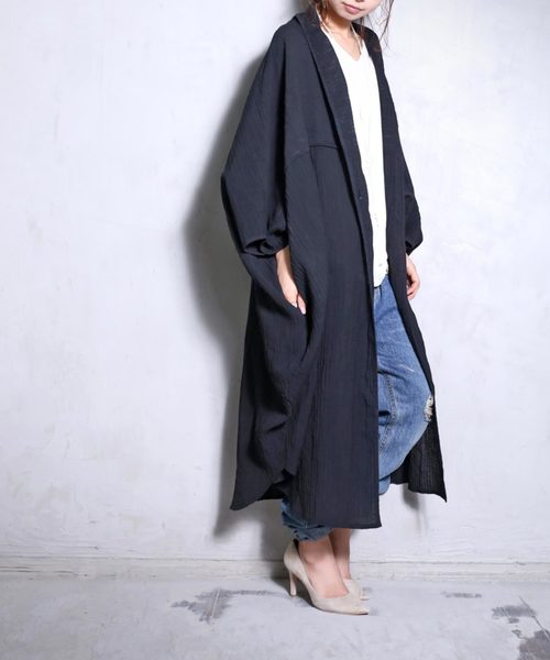 antiqua（アンティカ）の「スクエアロングカーディガン（カーディガン/ボレロ・レディース・ブラック/グレー・FREE）」の5枚目の写真