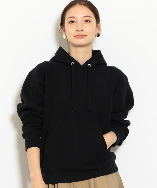 Champion（チャンピオン）の「［別注チャンピオン］SC Champion×GLR Reverse Weave フード ロゴ パーカー ◆（パーカー・レディース・ホワイト/ブラック・M）」の2枚目の写真