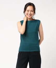 ・ボートネックニットノースリーブプルオーバー