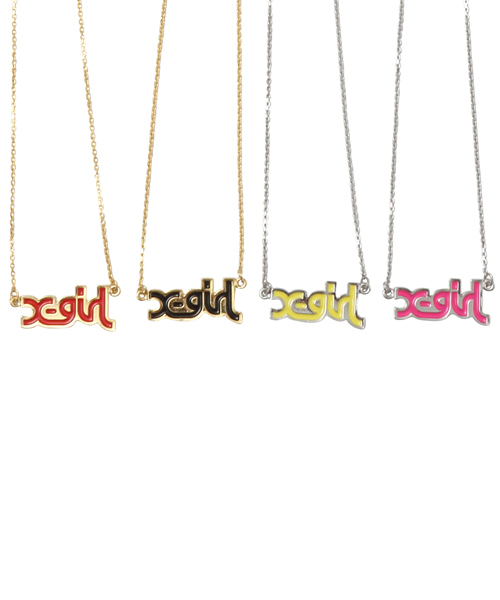 X-girl（エックスガール）の「BASIC LOGO NECKLACE（ネックレス・レディース・ブラック/レッド/ピンク/イエロー・ONE SIZE）」の6枚目の写真