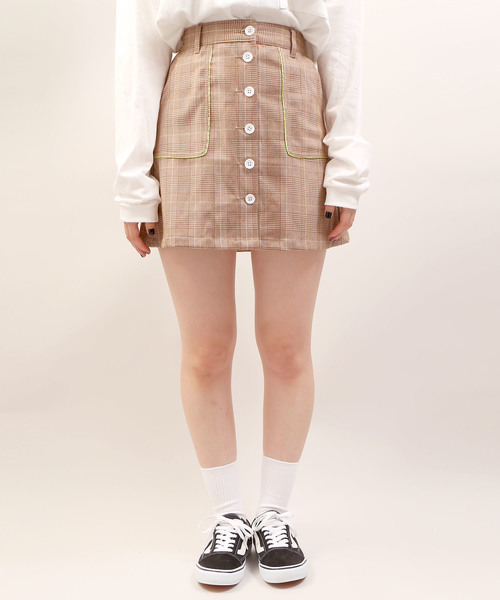 DING（ディング）の「DING/【セットアップ対応商品】チェック柄パイピングミニスカート（スカート・レディース・ブラウン系その他2/グレー系その他2・FREE）」の8枚目の写真