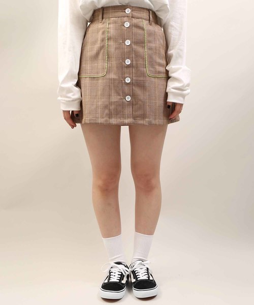 DING（ディング）の「DING/【セットアップ対応商品】チェック柄パイピングミニスカート（スカート・レディース・ブラウン系その他2/グレー系その他2・FREE）」の11枚目の写真