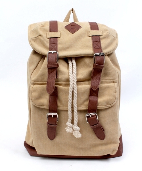WEGO(ウィゴー)の「WEGO/ウォッシュキャンバス2ストラップリュック(バックパック/リュック・メンズ・その他1/ネイビー/カーキ/ブラック/ベージュ・FREE)」の3枚目の写真