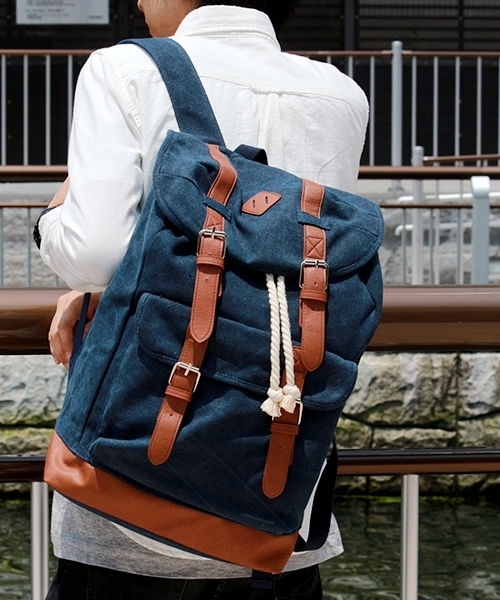 WEGO(ウィゴー)の「WEGO/ウォッシュキャンバス2ストラップリュック(バックパック/リュック・メンズ・その他1/ネイビー/カーキ/ブラック/ベージュ・FREE)」の5枚目の写真