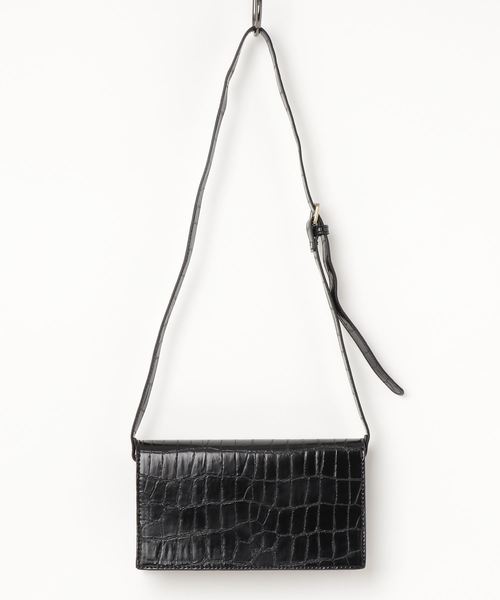 archives（アルシーヴ）の「クロコ型押しマメ差しショルダー（ショルダーバッグ・レディース・ブラック/ダークブラウン・MEDIUM）」の3枚目の写真