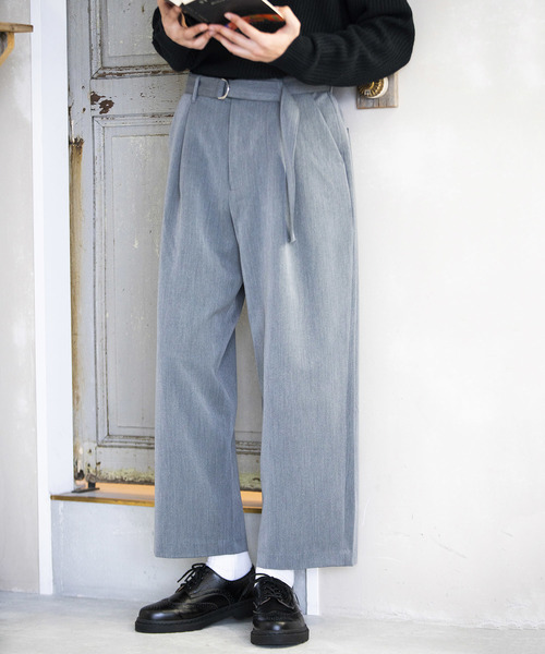 WEGO(ウィゴー)の「WEGO/【WEB限定】ベルト付きワイドスラックス(スラックス・メンズ・ベージュ系その他2/ブラック系その他4/ブルー系その他4/グレー系その他2/ネイビー/グレー/ブラック/グリーン・MEDIUM/LARGE/SMALL)」の4枚目の写真