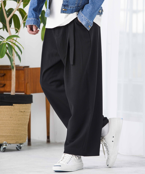 WEGO(ウィゴー)の「WEGO/【WEB限定】ベルト付きワイドスラックス(スラックス・メンズ・ベージュ系その他2/ブラック系その他4/ブルー系その他4/グレー系その他2/ネイビー/グレー/ブラック/グリーン・MEDIUM/LARGE/SMALL)」の2枚目の写真