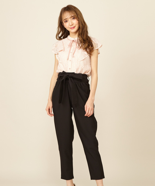 MIIA(ミーア)の「デニム風テーパードパンツ(その他パンツ・レディース・ベージュ/ピンク/ブルー系その他/ブラック・FREE)」の2枚目の写真