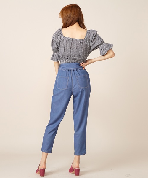 MIIA(ミーア)の「デニム風テーパードパンツ(その他パンツ・レディース・ベージュ/ピンク/ブルー系その他/ブラック・FREE)」の9枚目の写真